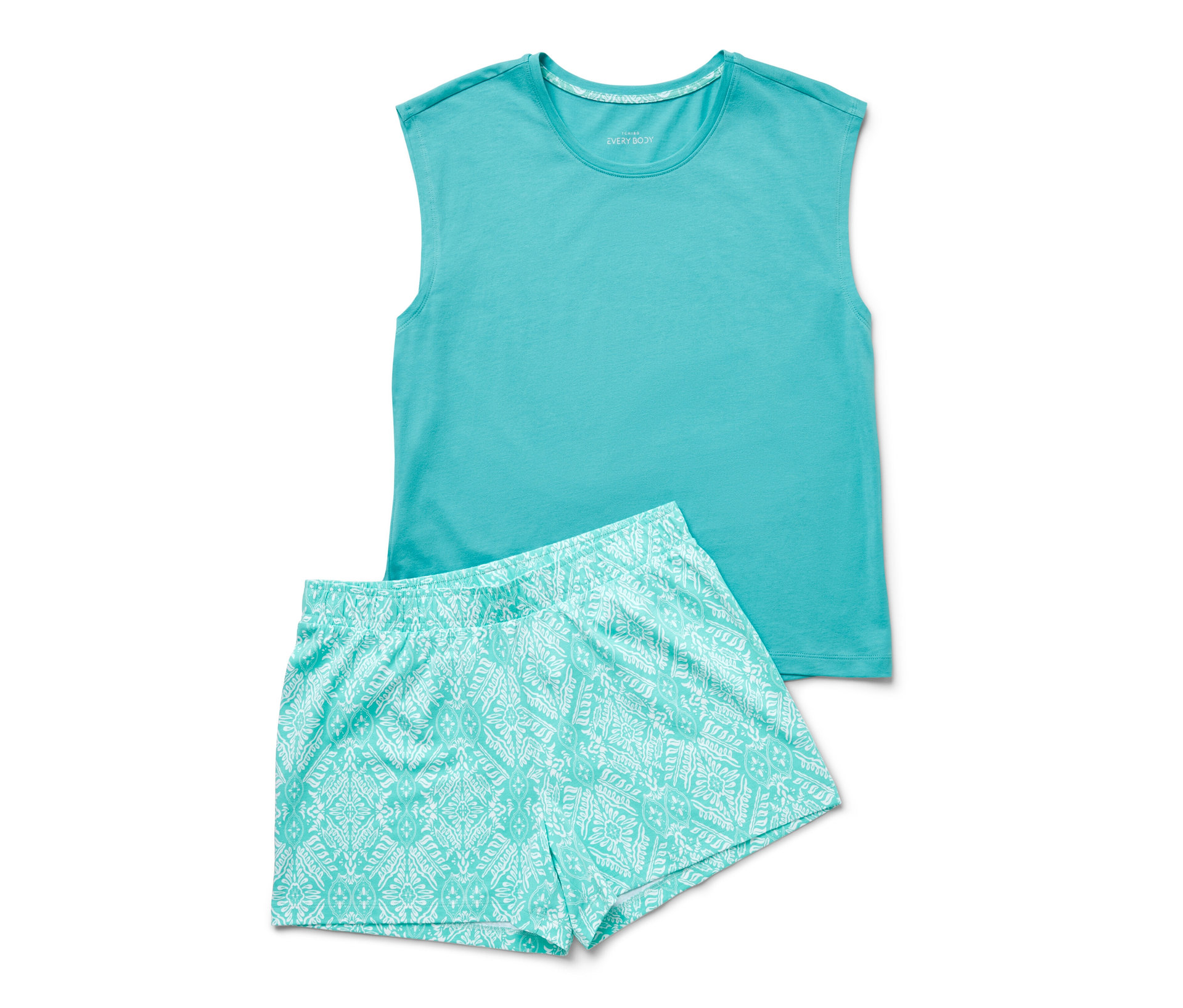 Shorty-Pyjama-Set - Damen - Gr. S - türkis - türkis