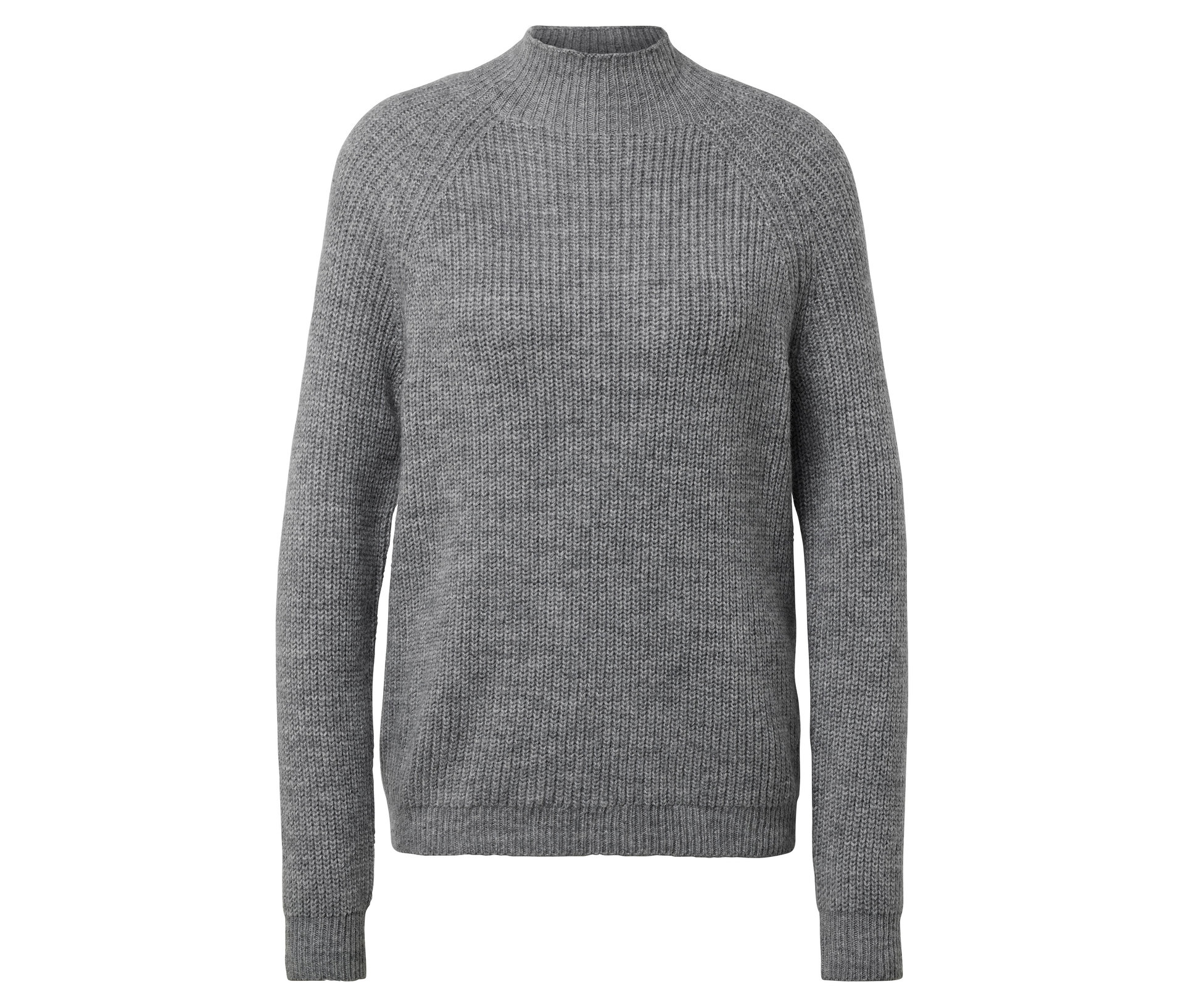 Grobstrickpullover mit Stehkragen - Damen - Gr. S - grau - grau