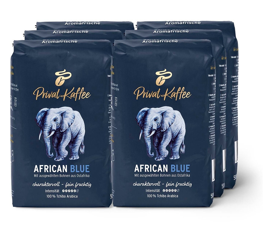Privat Kaffee African Blue - 6 x 500 g Ganze Bohne