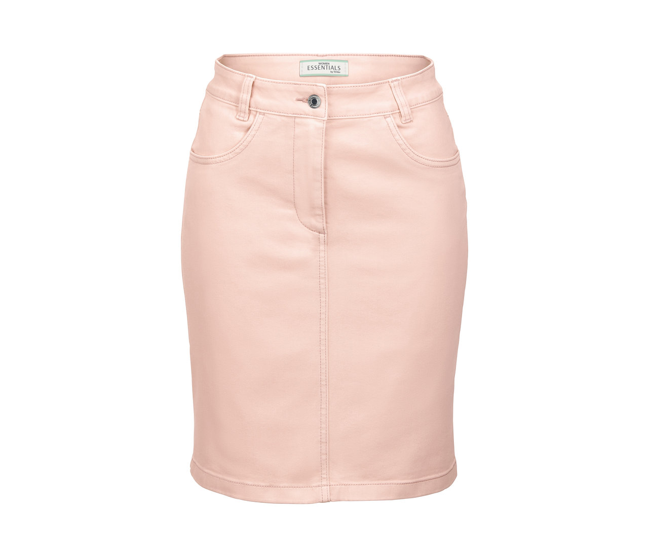 Roséfarbener Jeansrock.