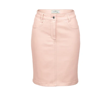 Roséfarbener Jeansrock.