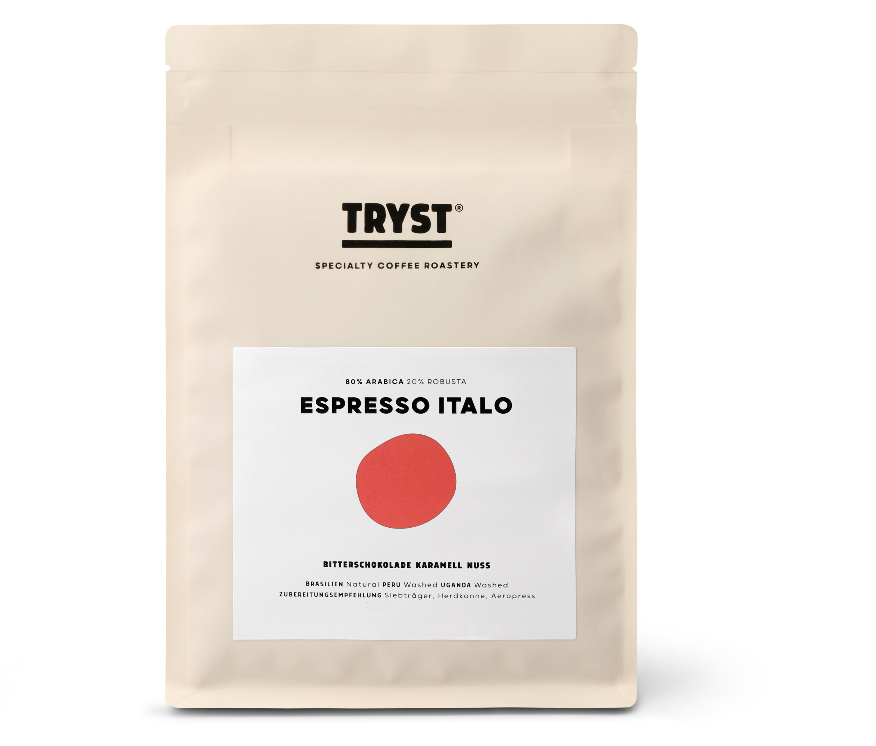 Eine Packung TRYST - Espresso Italo - 250 g Ganze Bohne.