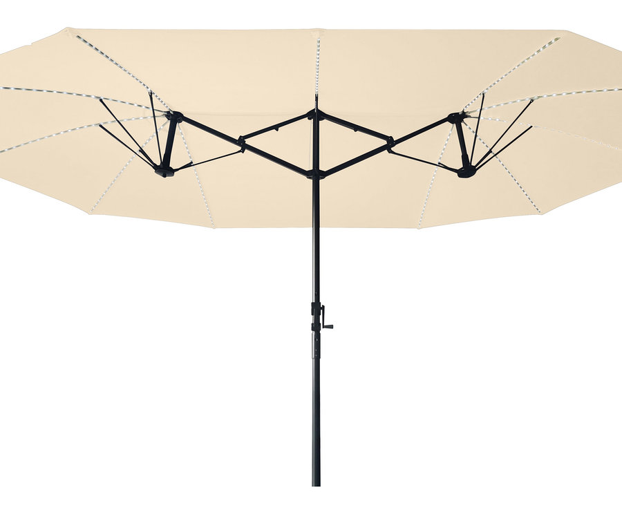LECO Doppel-Sonnenschirm* mit LED-Beleuchtung, oval, ca. 270 x 460 cm, beige.