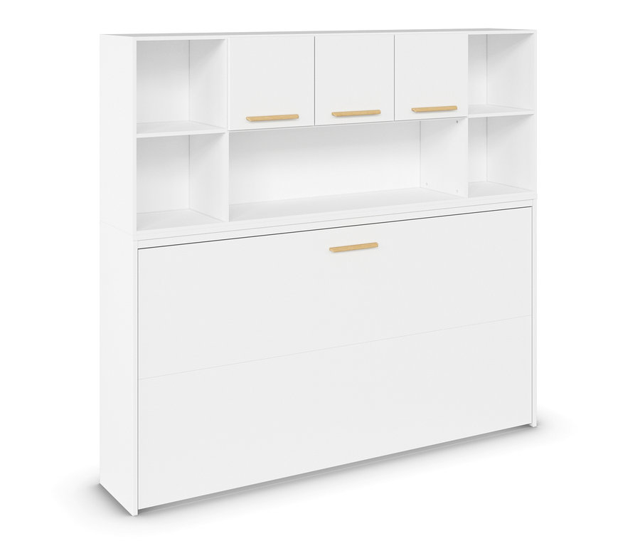 Weißes rauch Klappbett »Sucre« mit Regalelement.