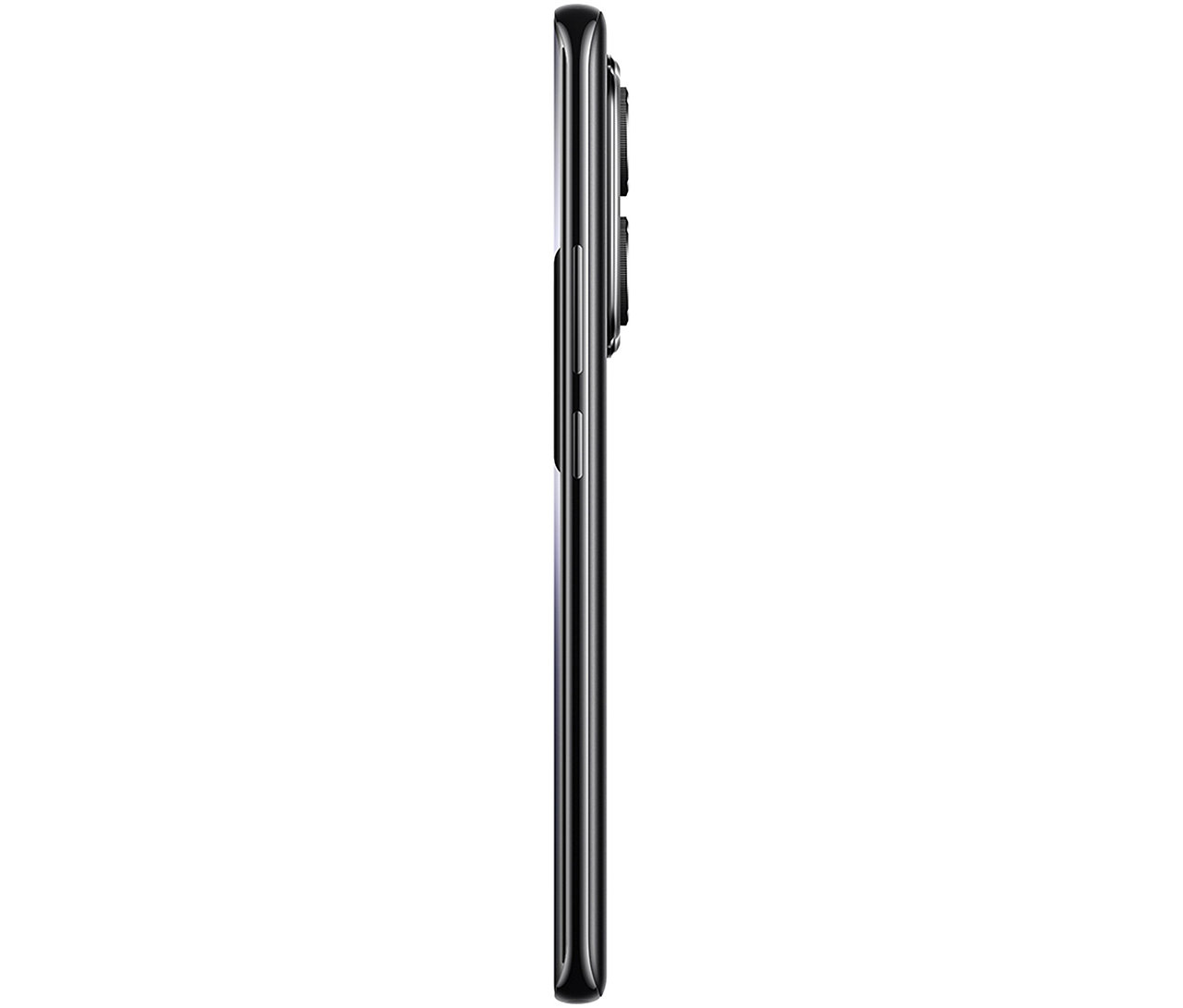 Seitenansicht eines schwarzen Smartphones. Zu sehen ist das Xiaomi Redmi Note 14 Pro 5G 256 GB in Schwarz.