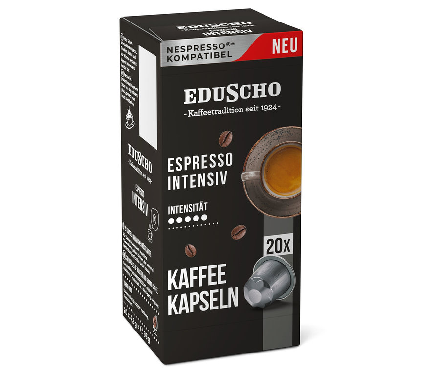 Packung Eduscho Espresso Intensiv - 20 Kapseln.