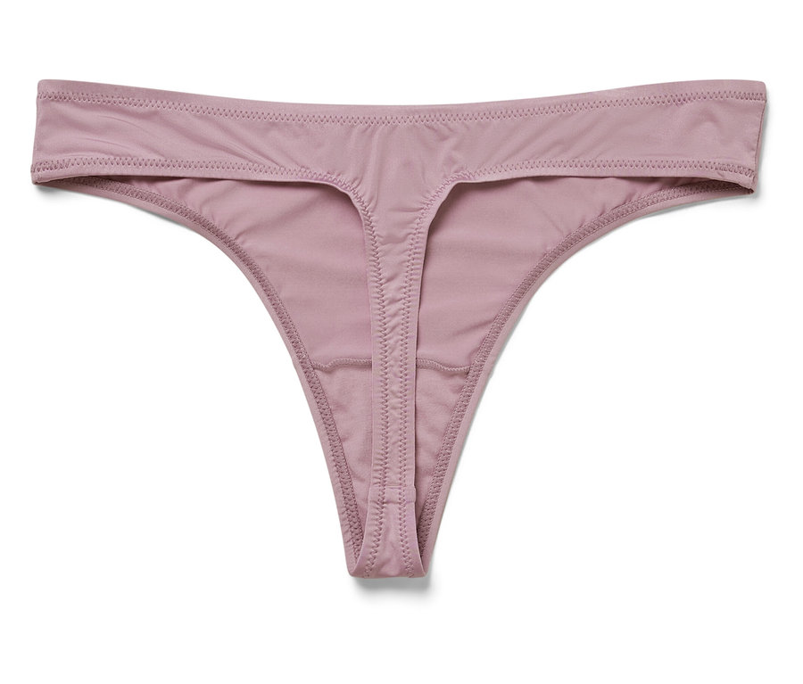 Ein rosa Tanga auf einem weißen Hintergrund.