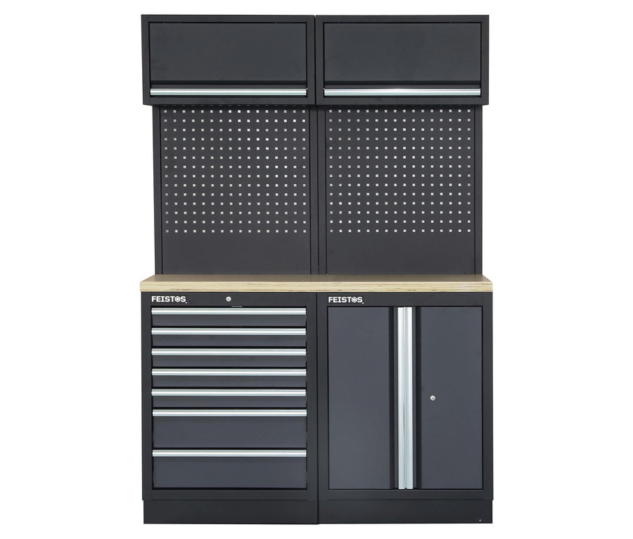 Schwarzer FEISTOS Werkzeugschrank »Apollo 5« mit Arbeitsplatte.