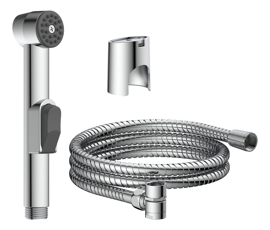 Bidet-Brause Set mit Halterung und Edelstahl Schlauch.
