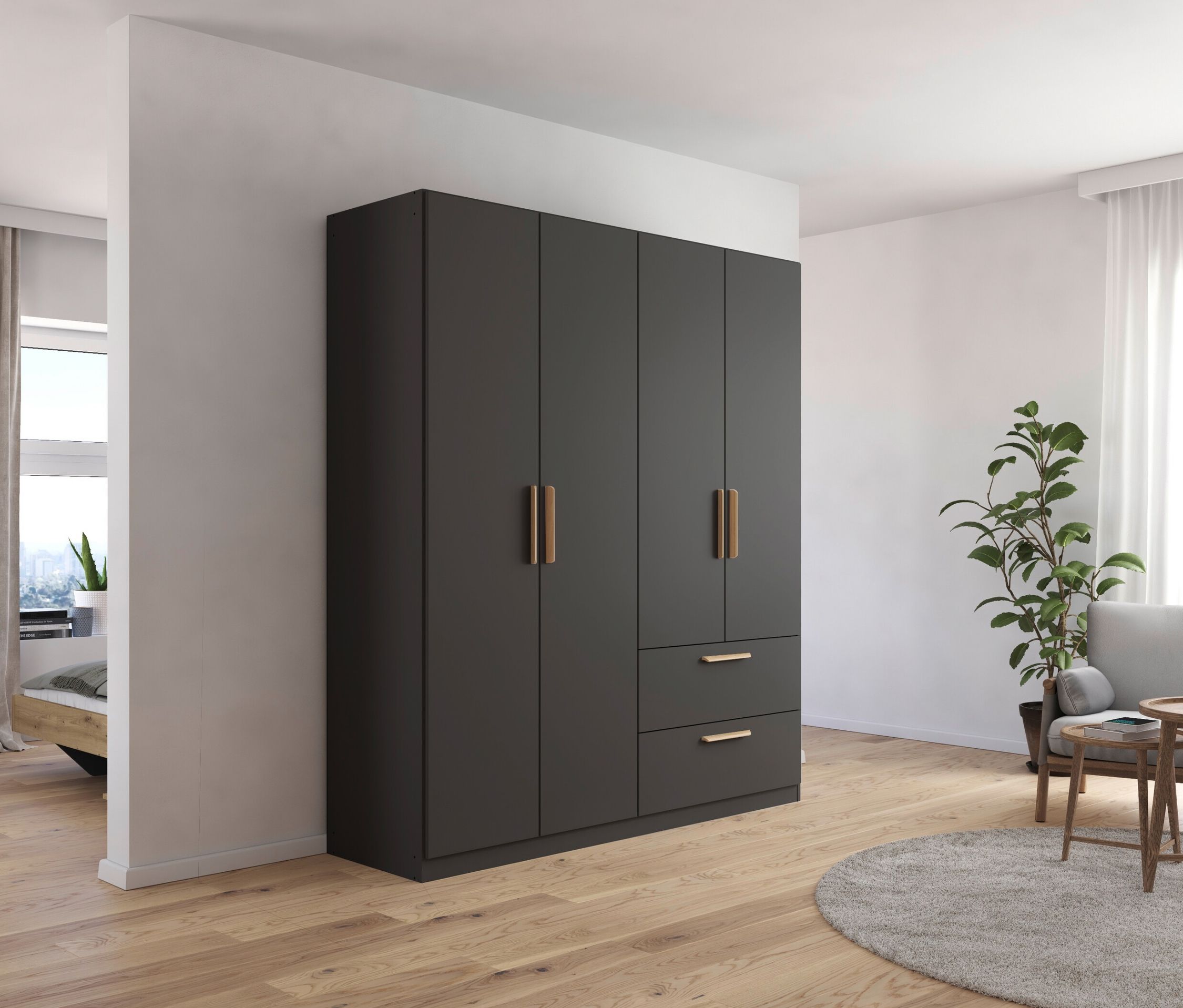 Thumbnail - rauch Drehtürenschrank »Skandi« - 181x54x210cm - grau - Holz
