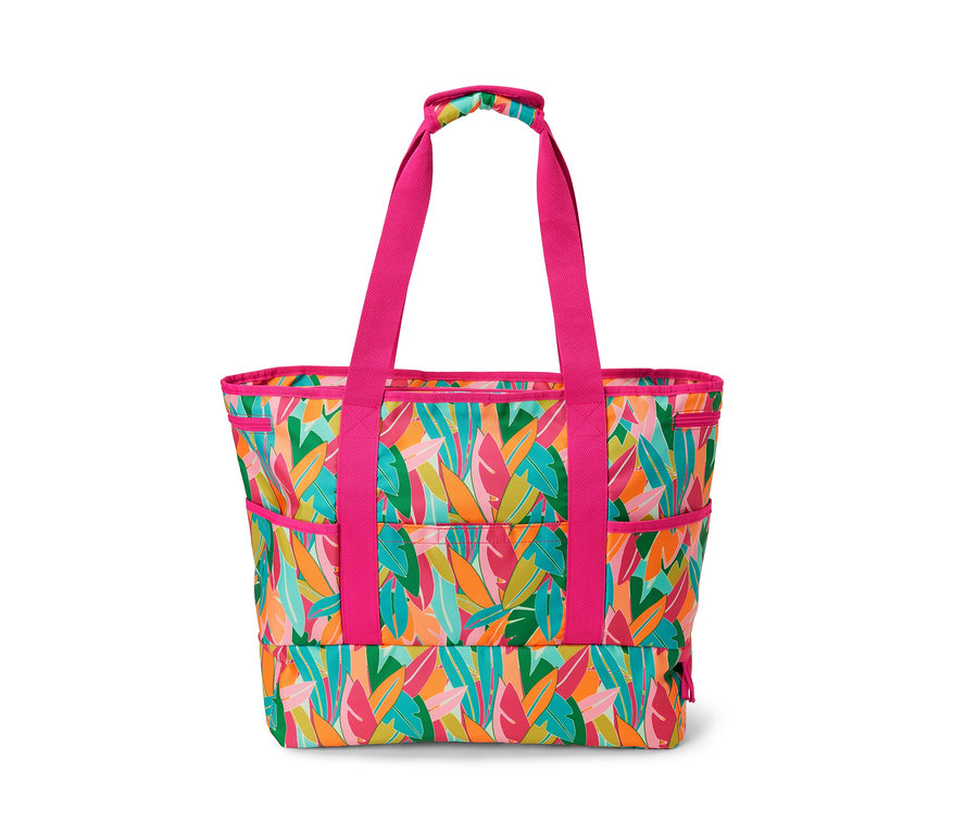 Strandtasche mit Alloverprint aus Blättern.