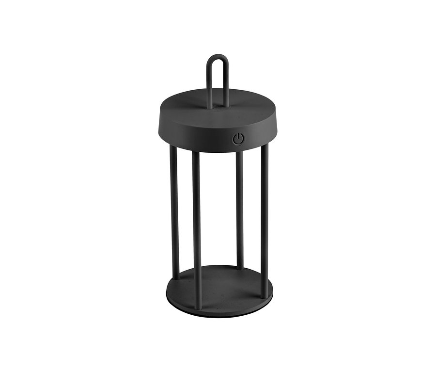 Eine schwarze JUST LIGHT LED-Akku-Tischleuchte "Anselm".