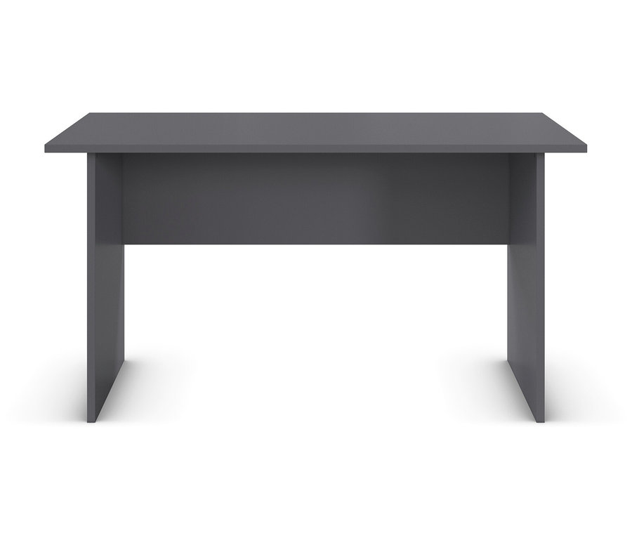 Der grau metallic/Eiche Artisan rauch Schreibtisch »Joel« steht vor einem weißen Hintergrund.
