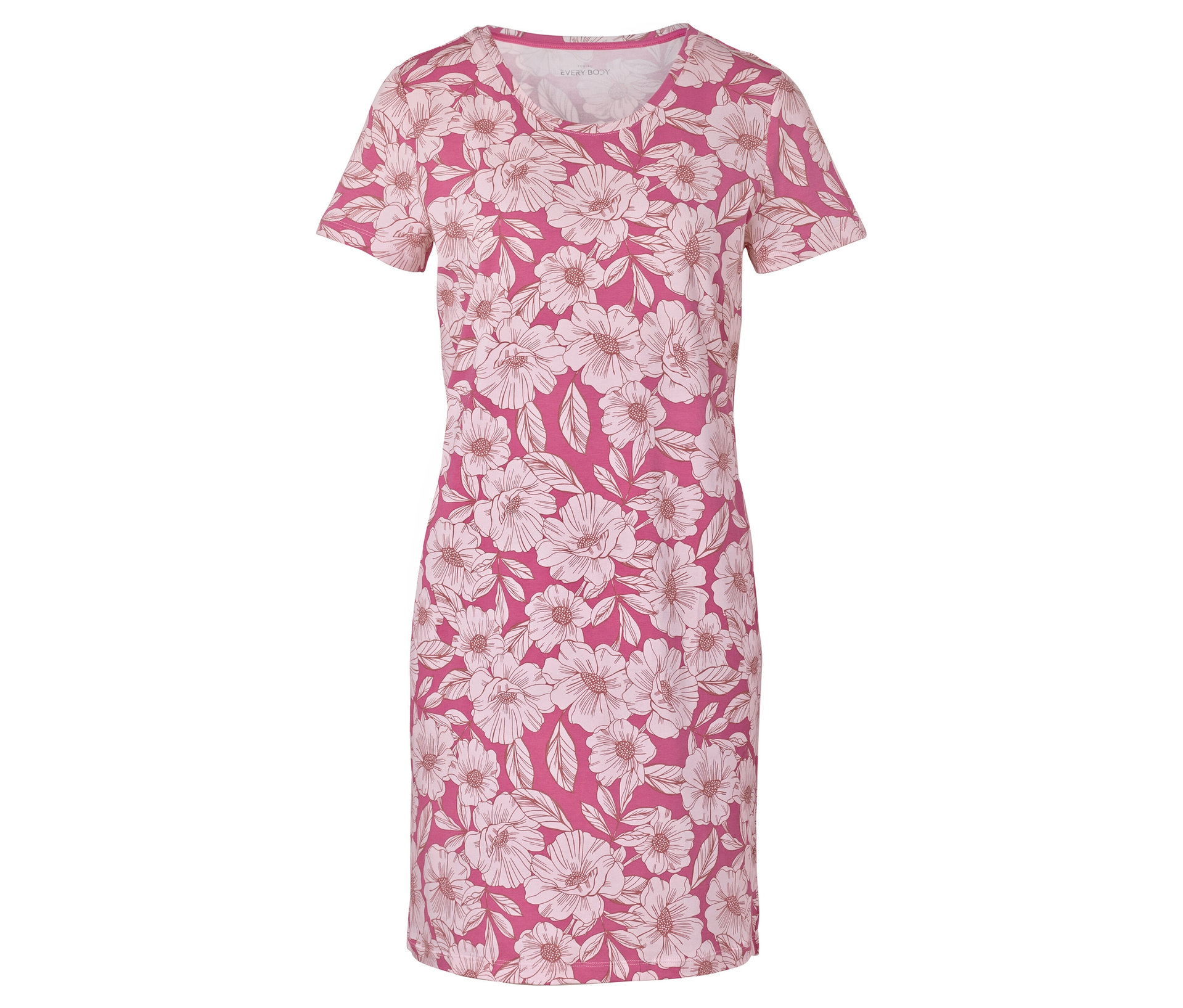 Tchibo - Nachthemd - Damen - Gr. XL - pink/geblümt - Baumwolle / Viskose XL 48/50