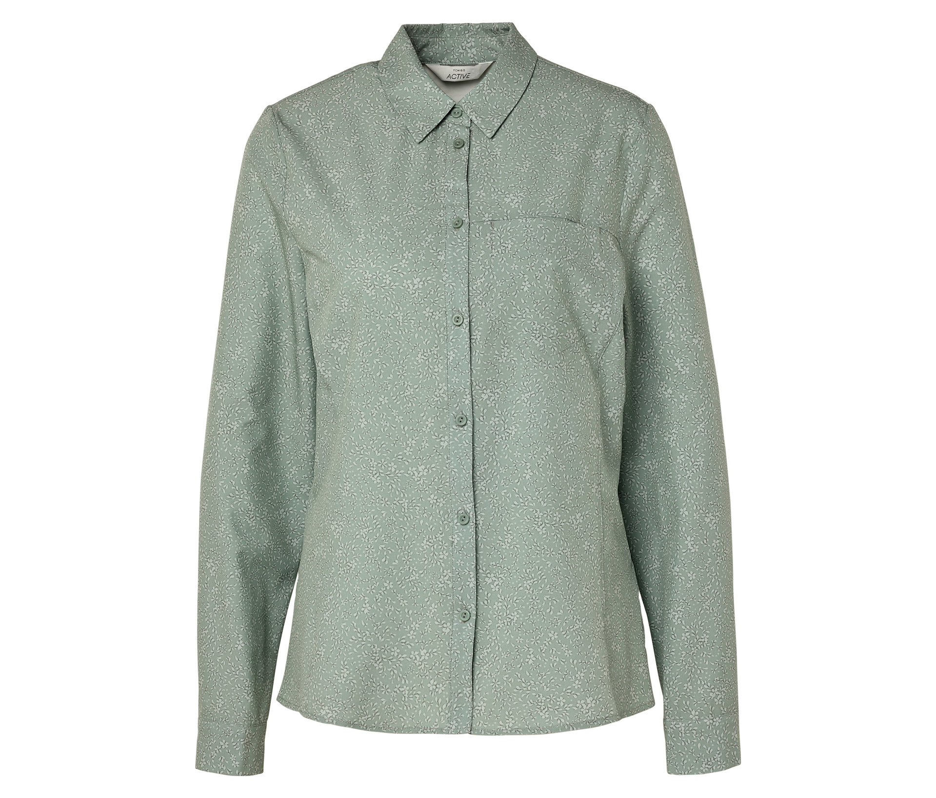 Outdoorbluse - Damen - Gr. 38 - mintgrün/geblümt - mintgrün