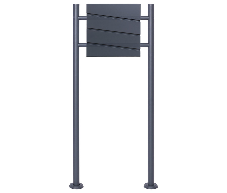 Graues Schild auf zwei Stangen.