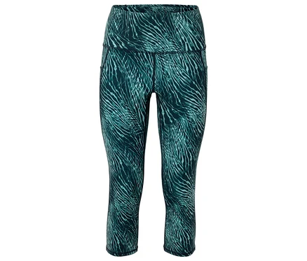 Grün-blaue Leggings mit Zebramuster.