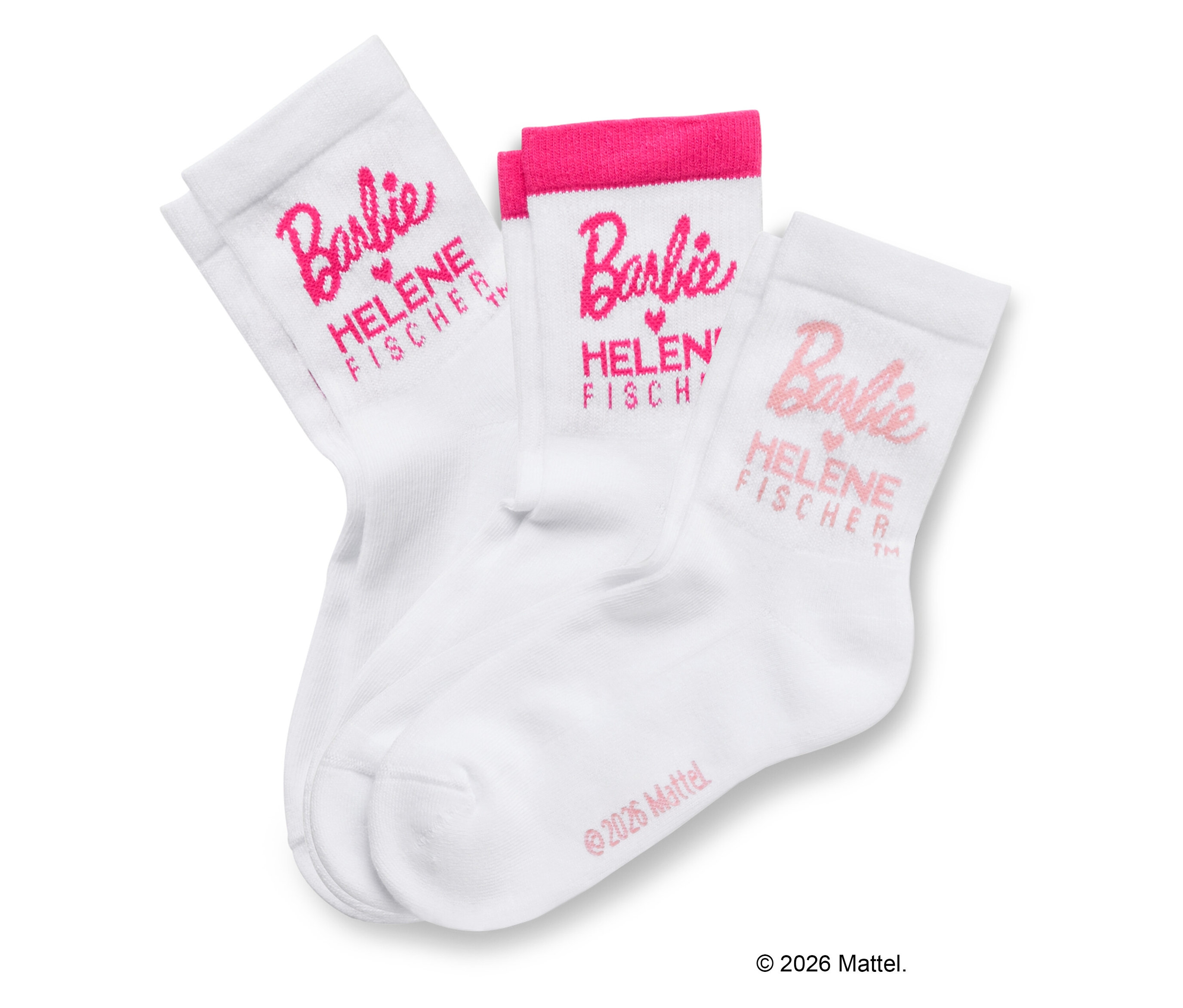 Tchibo - 3 Paar Barbie loves Helene Fischer Tennissocken - Gr. 39-42 - weiß