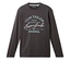Ein graues Langarmshirt mit dem Aufdruck "TOM TAILOR BRAND AUTHENTIC GEAR Essentials ORIGINAL" ist zu sehen.