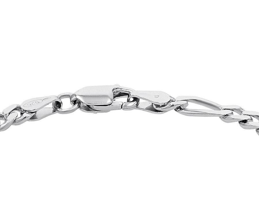 Nahaufnahme eines silbernen Armbandverschlusses mit eingravierter "925"-Markierung.