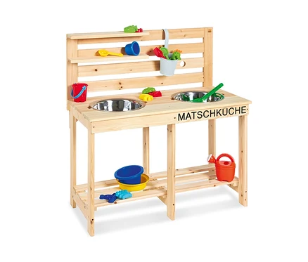 Pinolino-Matschküche »Paul« mit Spielzeug und Zubehör.