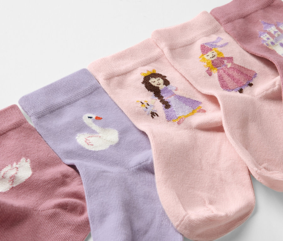 Detailaufnahme von Kinder-Socken, 7 Paar, Prinzessin.