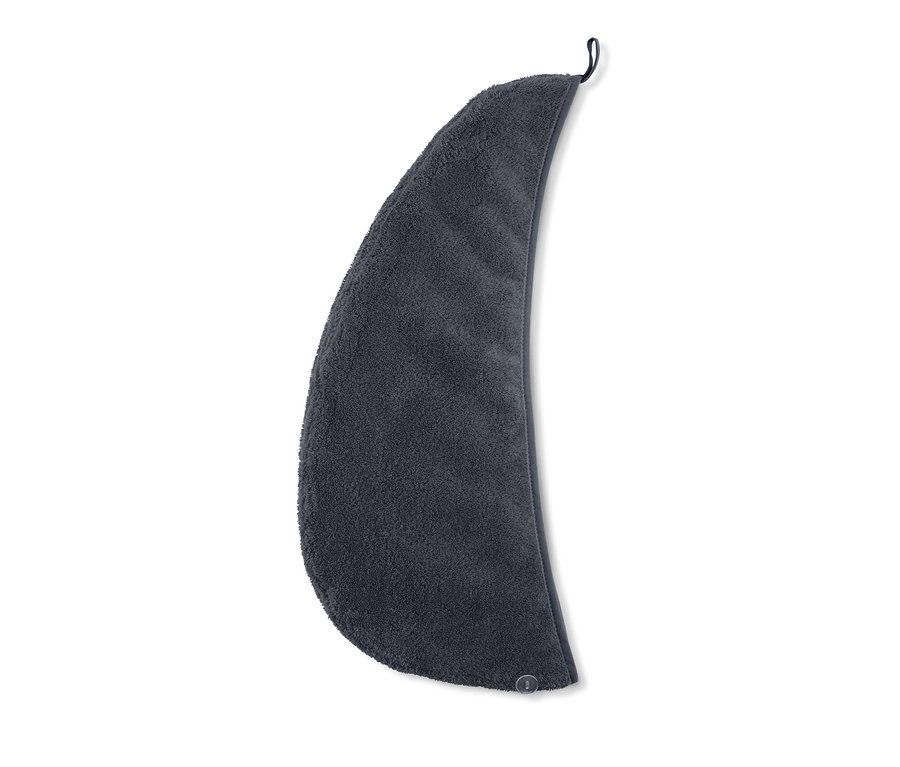 Graues Turban-Handtuch mit Schlaufe.