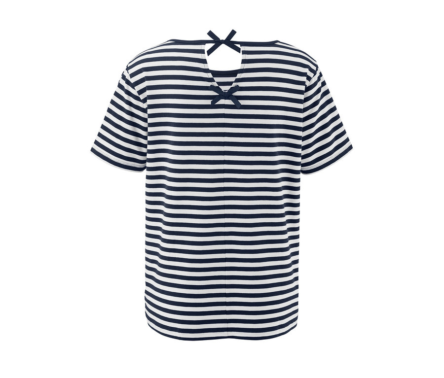 Gestreiftes Kurzarmshirt mit Zierschleifen am Rücken.