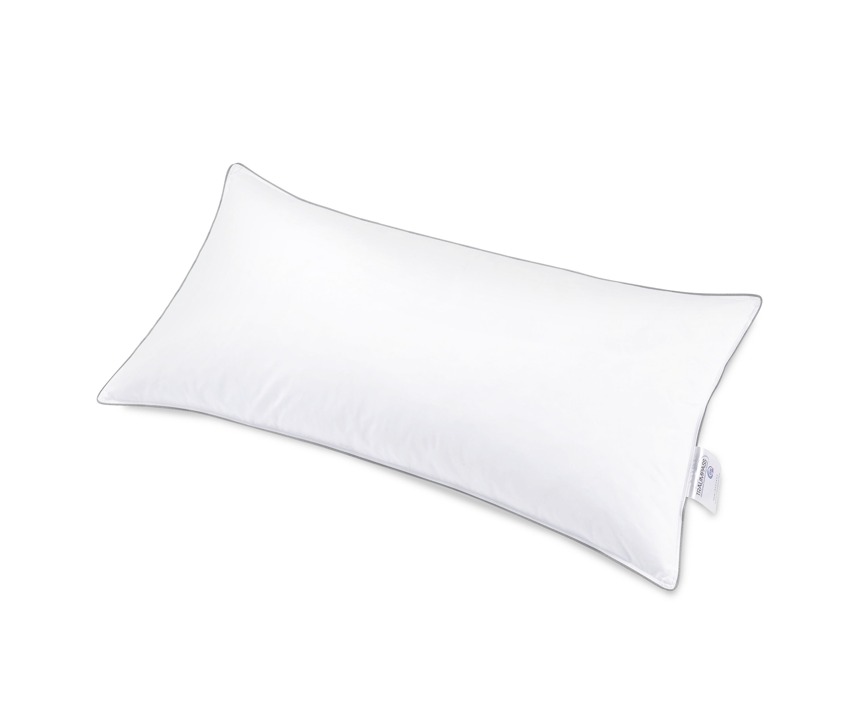 Rechteckiges, weißes Federn-und-Daunen-Kopfkissen, ca. 80 x 40 cm.