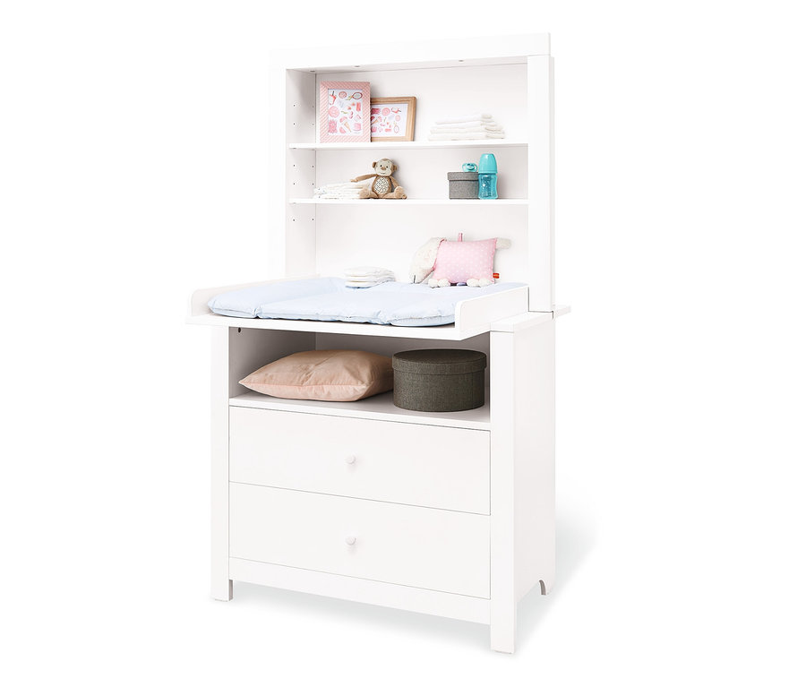 Weiße Pinolino Wickelkommode »Liv« mit Regalaufsatz, breit.