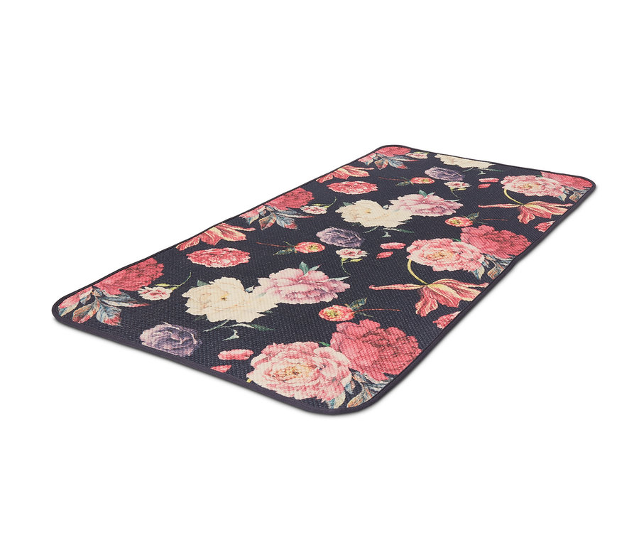 Teppich, ca. 140 x 70 cm mit Blumenmuster.