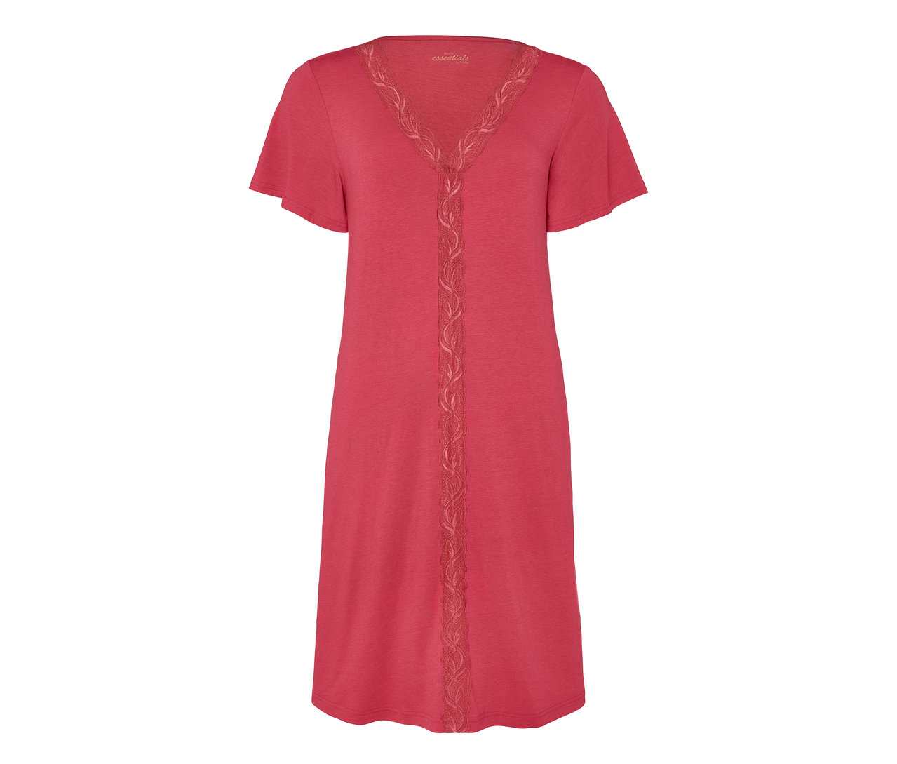 Ein Nachthemd mit kurzen Ärmeln und Spitzenbesatz.
