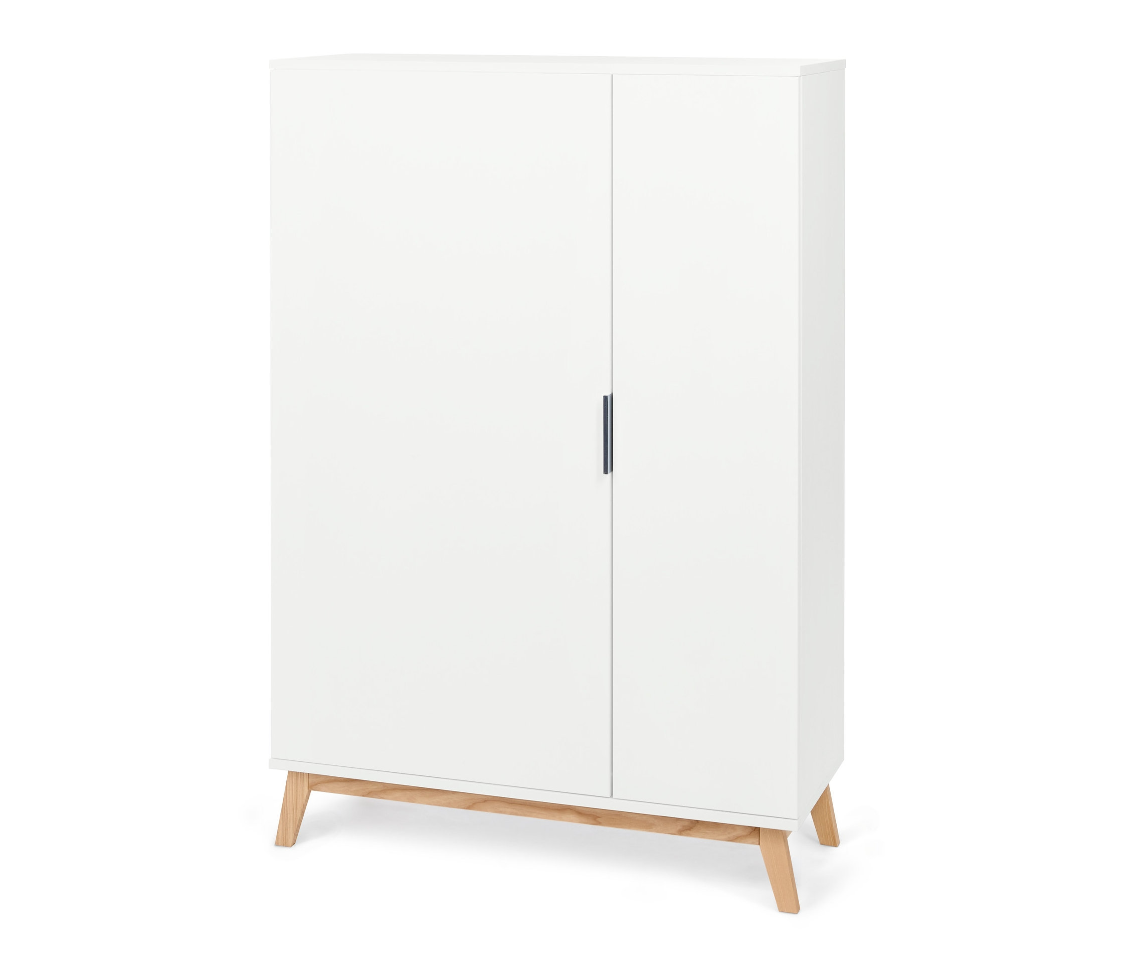 Weißer Schuh- und Kleiderschrank.