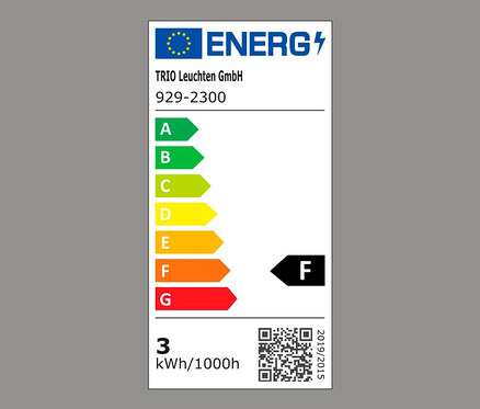 Energielabel der Klasse F für Leuchten.