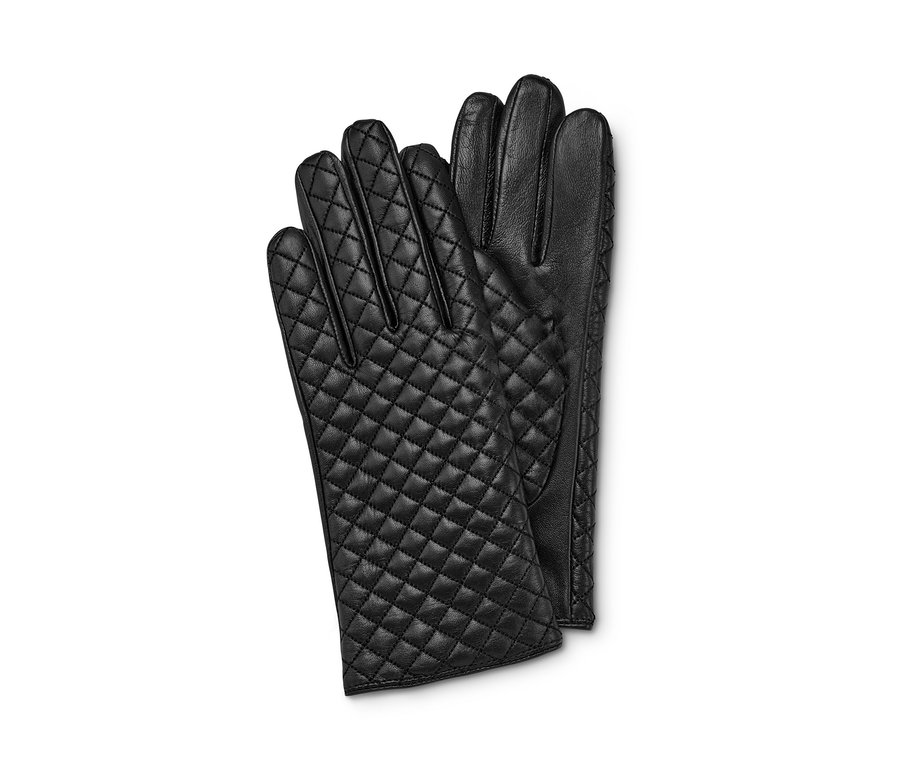 Schwarze Lederhandschuhe.