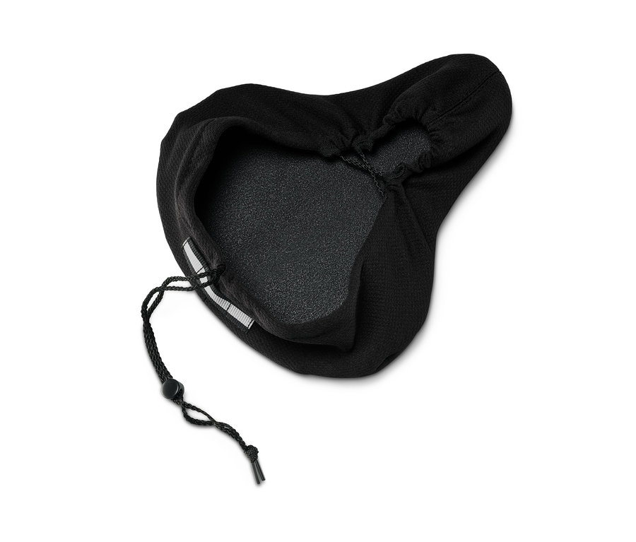 Schwarzer Sattelbezug mit Memory-Foam.