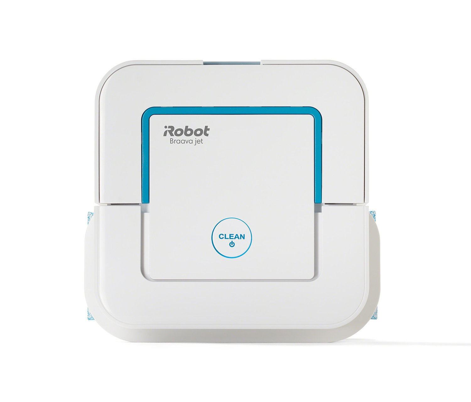 Weißer iRobot-Wischroboter »Braava jet® 250« auf weißem Hintergrund.