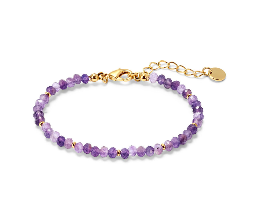 Armband, Amethyst auf weißem Hintergrund.