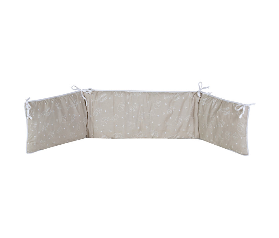 Beige Schardt Bett-Set »Origami Beige«, 4-teilig, mit Bären- und geometrischem Muster.