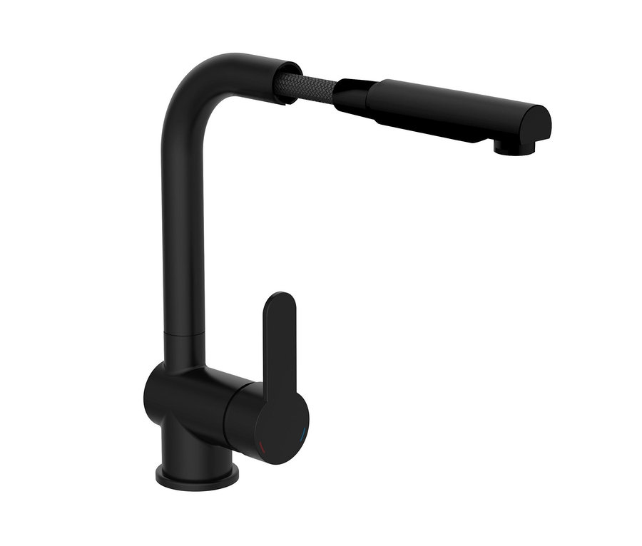 Eine mattschwarze Spültischarmatur »London«.