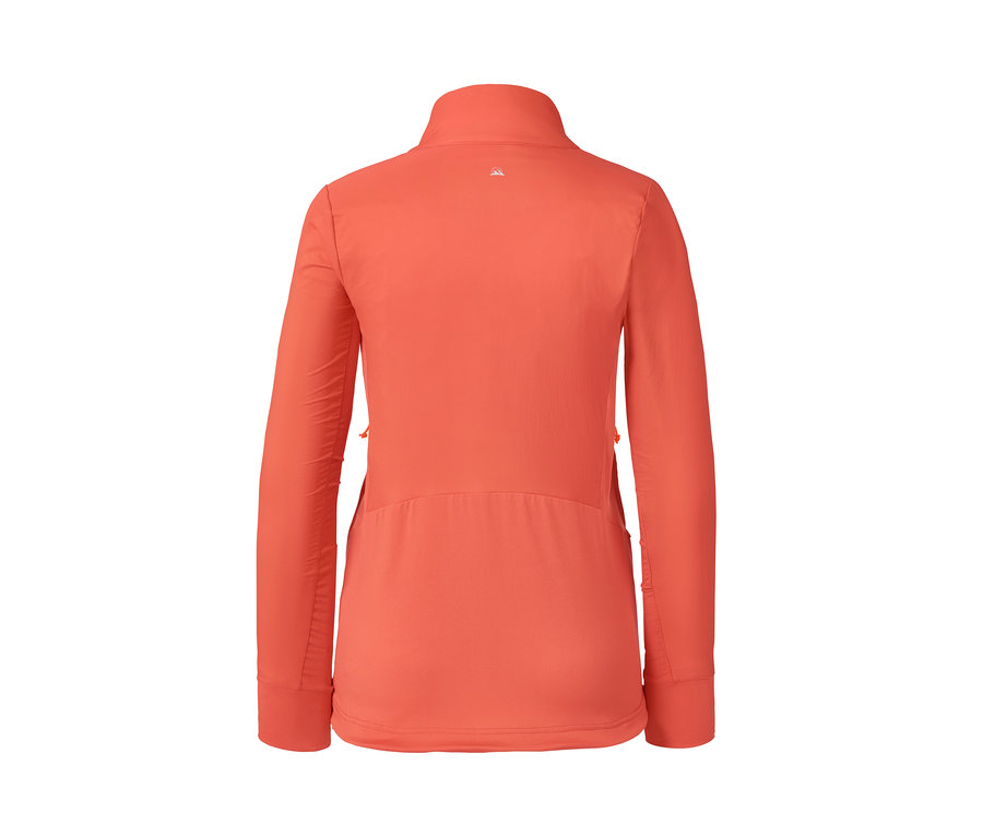 Rückansicht eines orangefarbenen Hybrid-Midlayers.