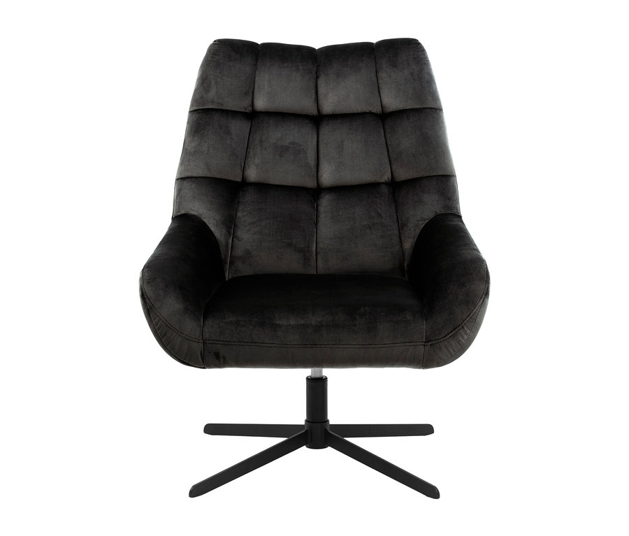 Schwarzer Drehsessel Relaxsessel mit quadratischer Steppung.