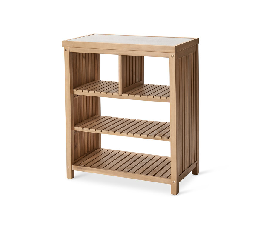 Ein offener Outdoor-Schrank »Frieso« mit Beton-Arbeitsfläche und drei Regalböden.