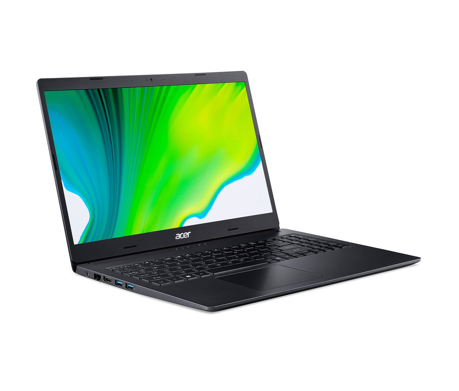 Nahaufnahme eines schwarzen Acer Aspire A315 Notebooks.