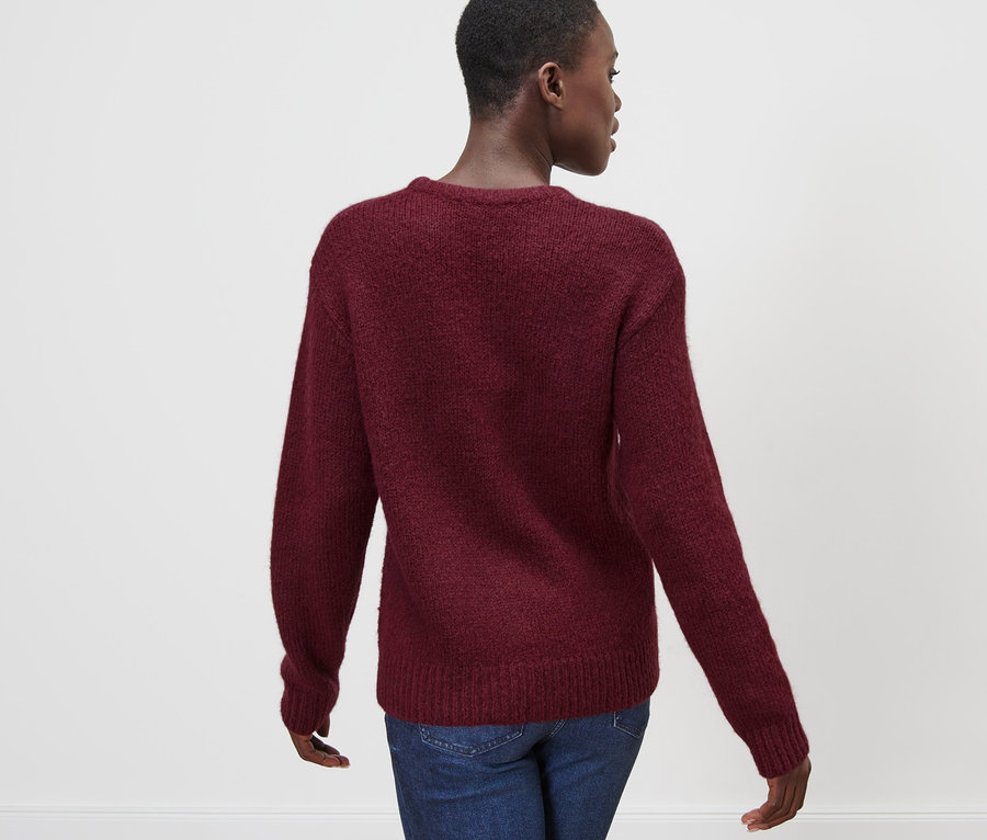 Grobstrickpullover mit Wolle, bordeauxrot bei Tchibo kaufen 189597