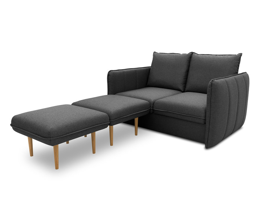 Graues DOMO collection 2-Sitzer-Sofa »Ronda« mit Hockern.