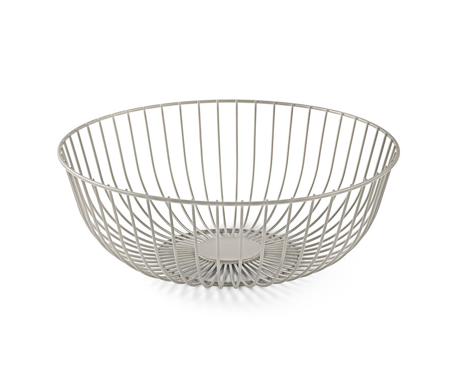 Eine graue Drahtschale.
