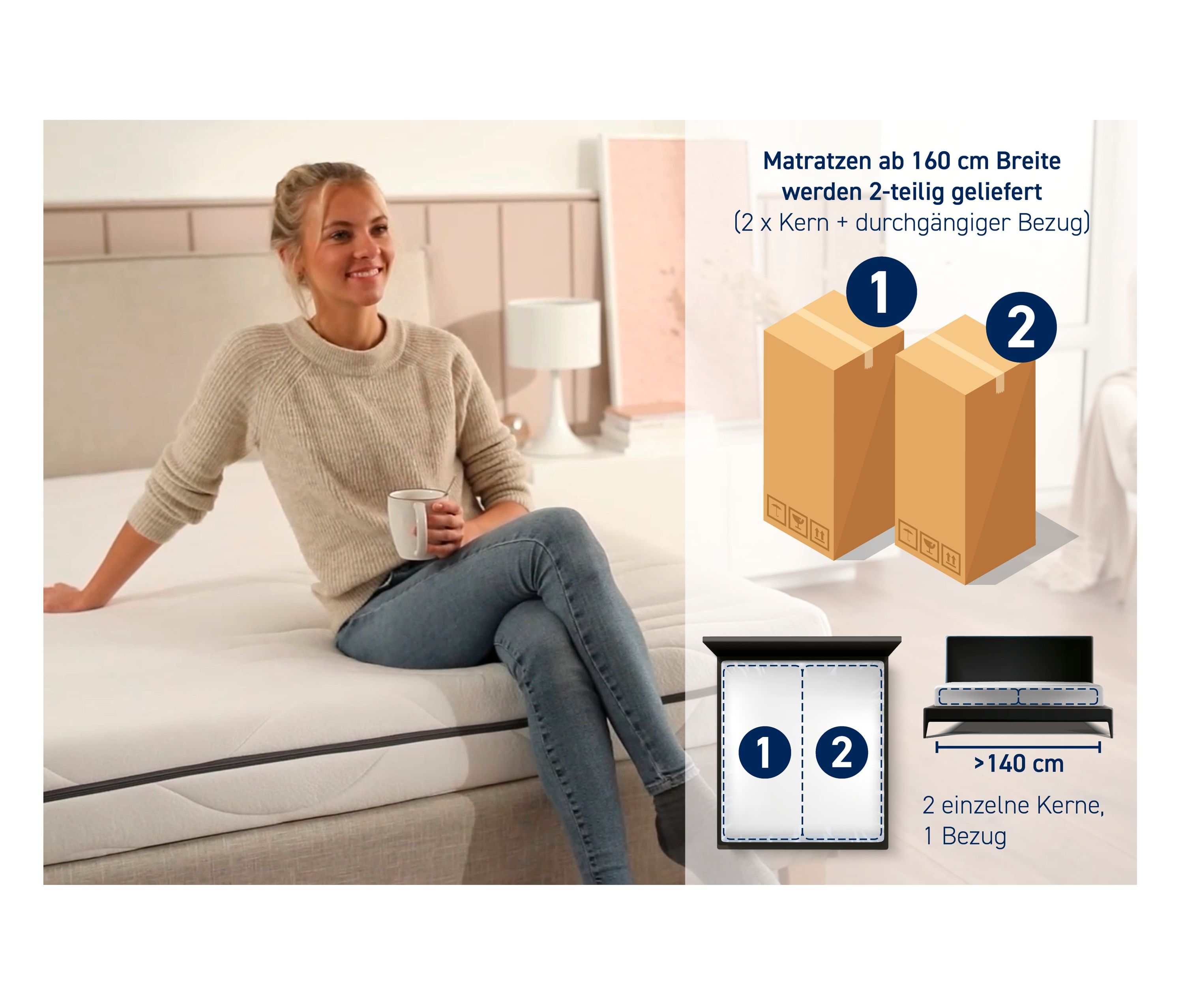 Thumbnail - Irisette Wendematratze Taschenfederkern Smart, 80 x 200 cm