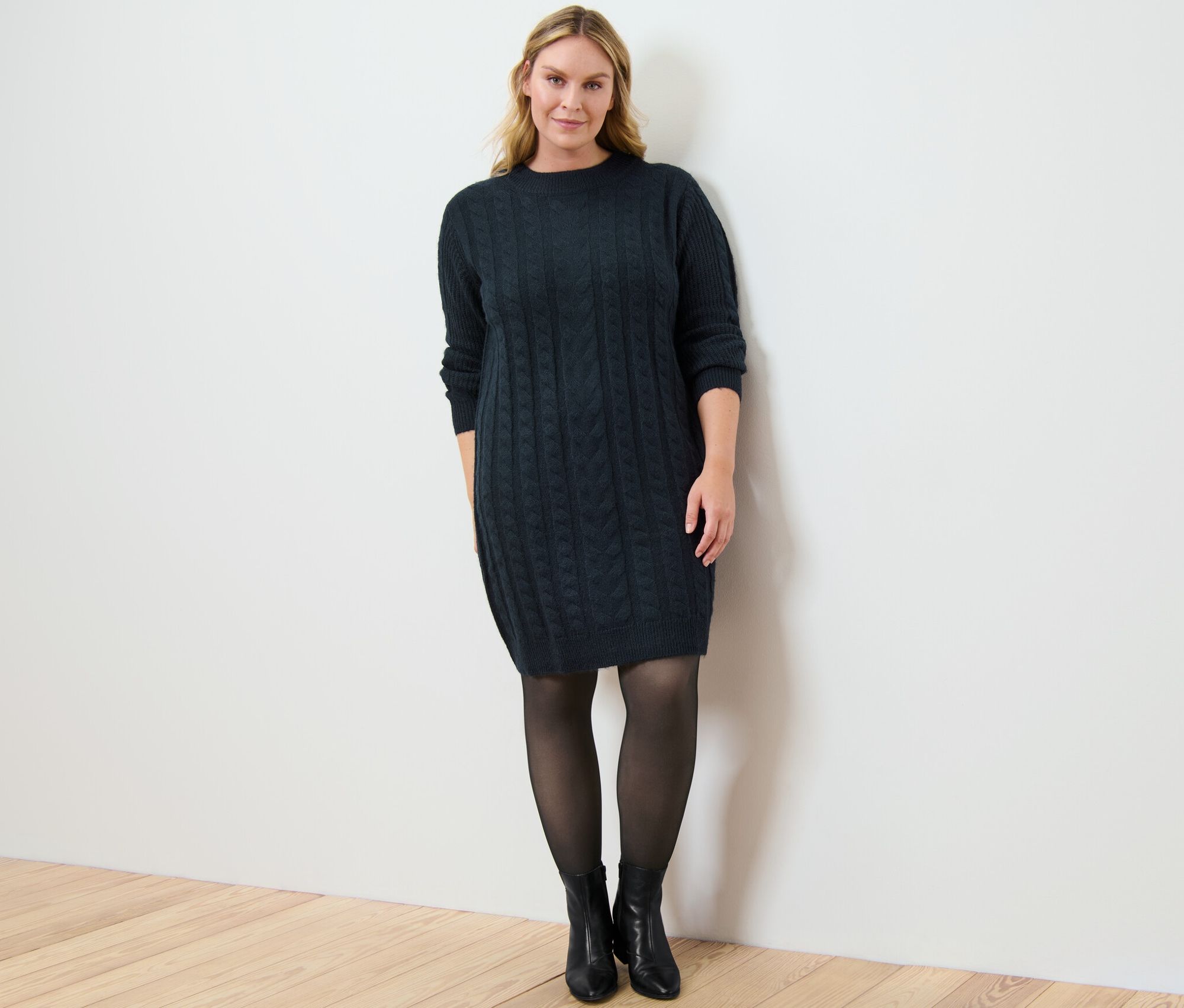 Thumbnail - Tchibo - Strickkleid mit Zopfmuster - Damen - Gr. S - dunkelblau