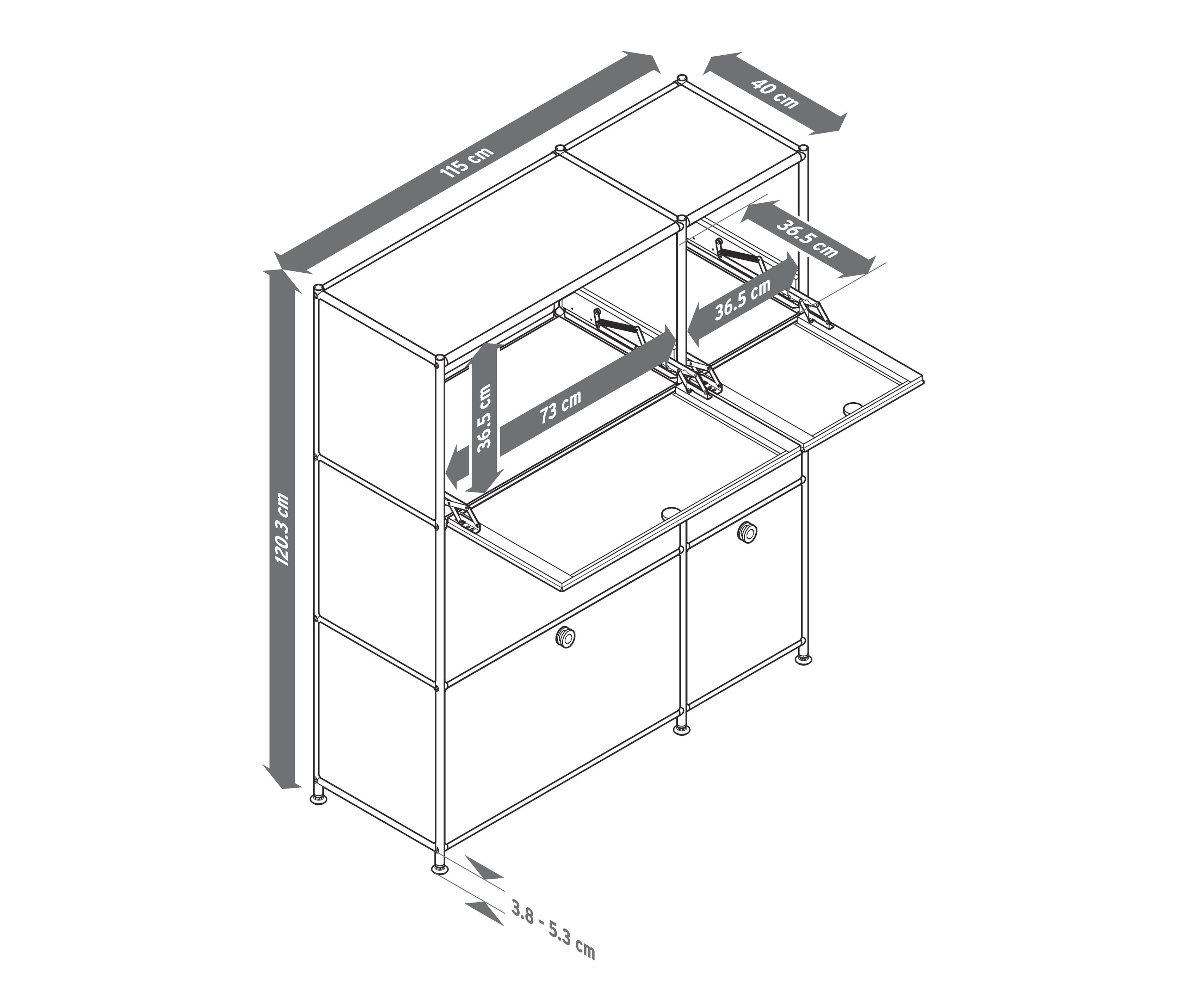 Thumbnail - Tchibo - Kommode »Cn3« mit 6 Klappen - 115,5x40x120,5cm - chrom - Stahl / Aluminium / Kunststoff